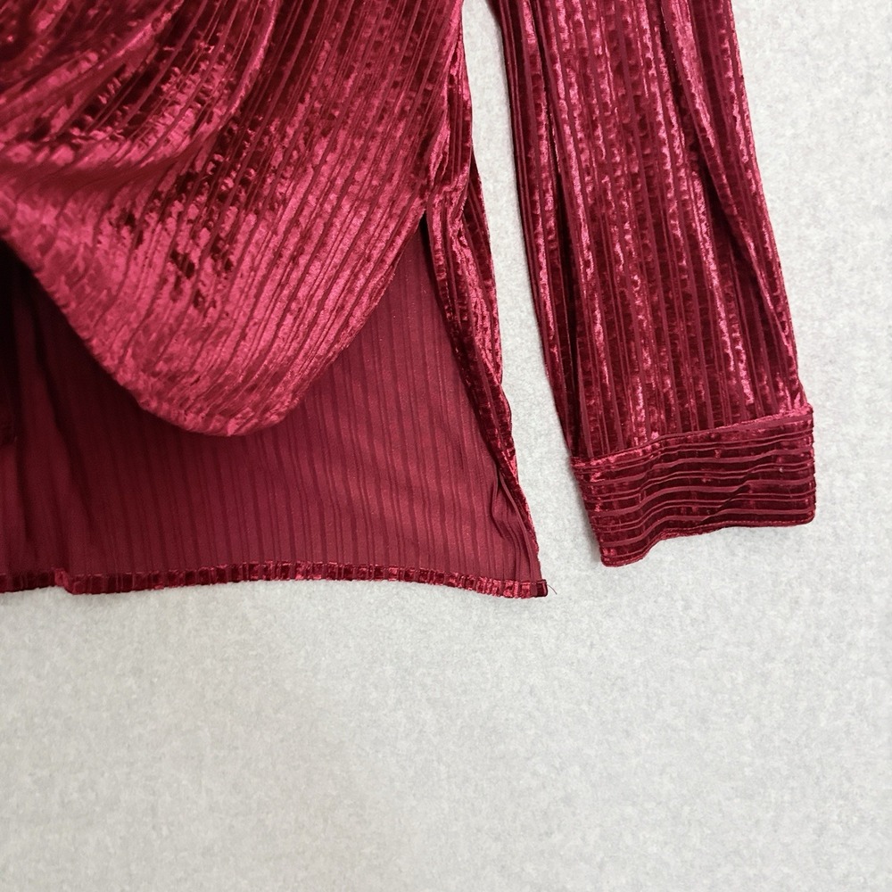 Umgee Womens Velvet Burnout Grunge Whimsigoth Button Top Size 2X Red Vamp Stripe - Picture 5 of 9